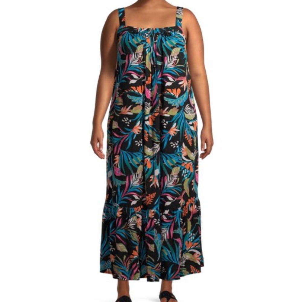 Terra & sky floral maxi dress